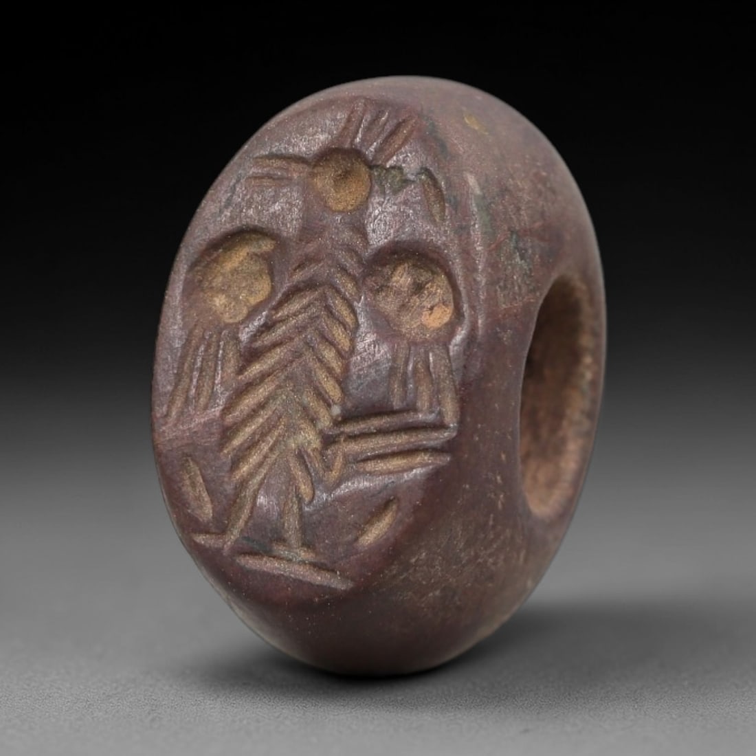 Ancient Red Stone Stamp Seal - Near Eastern Figurine, 41AN (1 of 2)