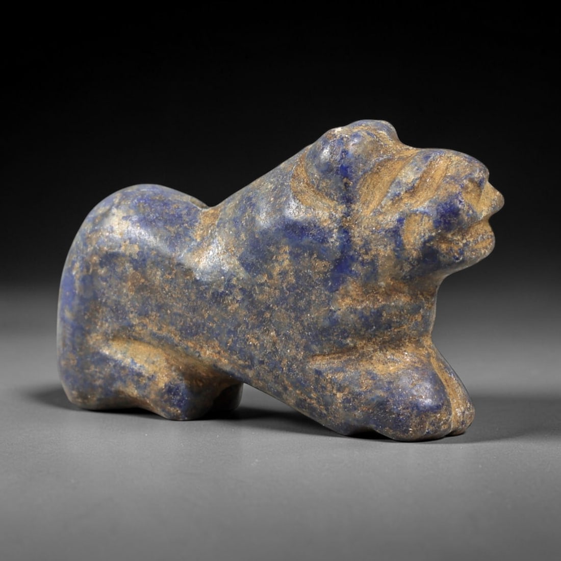 Ancient Lapis Lazuli Feline - Near Eastern Amulet Figurine, 21AS (1 of 2)