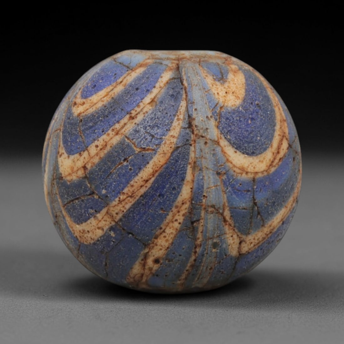 Ancient Islamic Swirl-Pattern Mosaic Glass Bead, 74ZN (1 of 2)