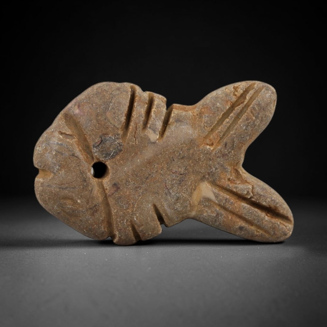 Ancient Egyptian Stone Fish Amulet - Geometric Carved Pendant, 49AE (1 of 2)