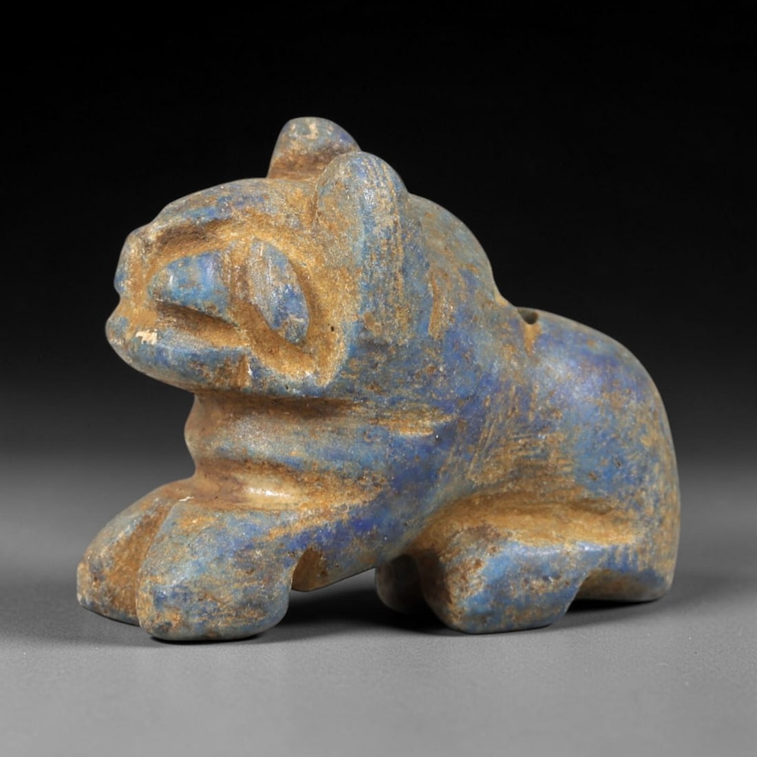 Ancient Lapis Lazuli Feline - Near Eastern Amulet Figurine, 28AS (1 of 2)