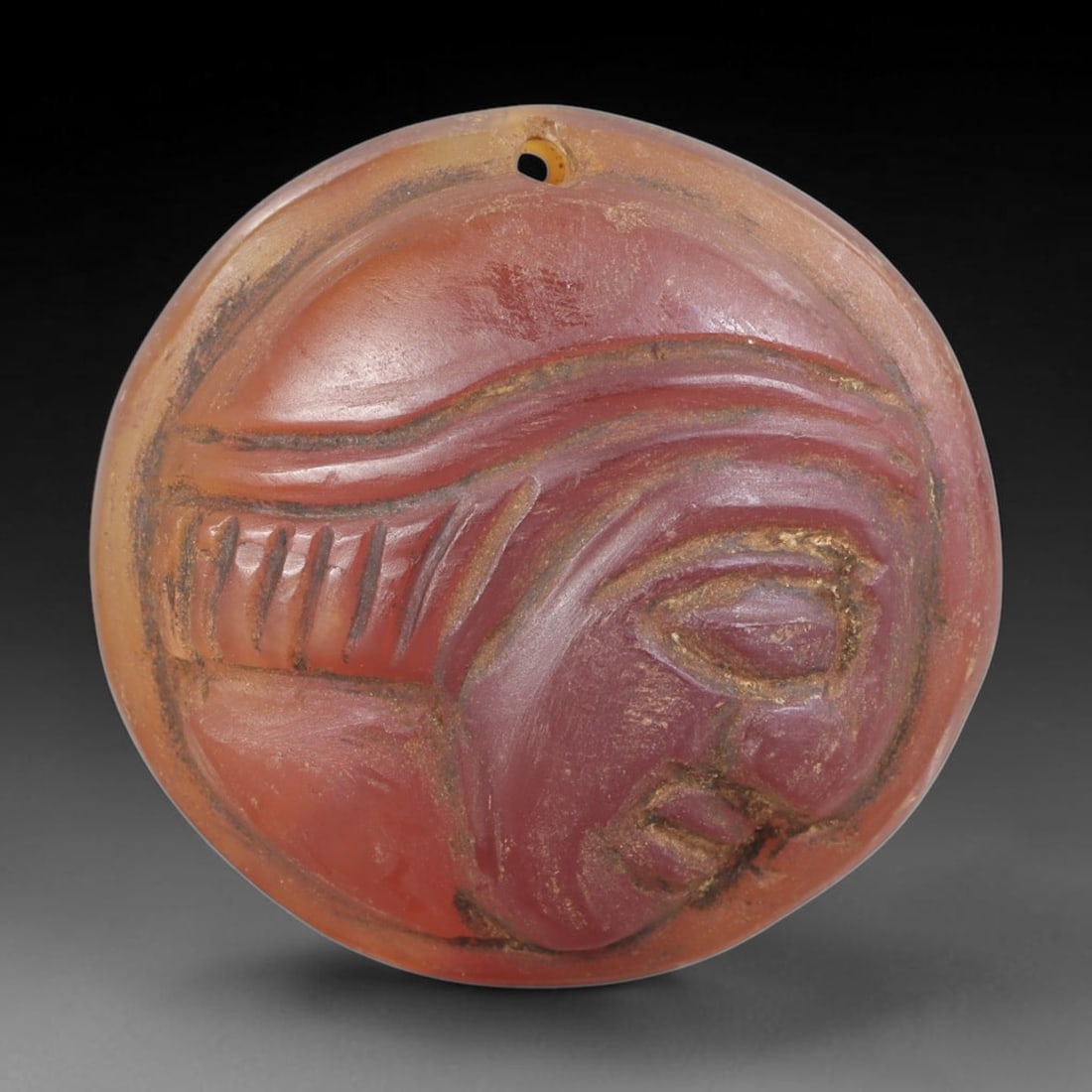 Ancient Carnelian Head Plaque - Near Eastern Amulet, 47FY (1 of 2)