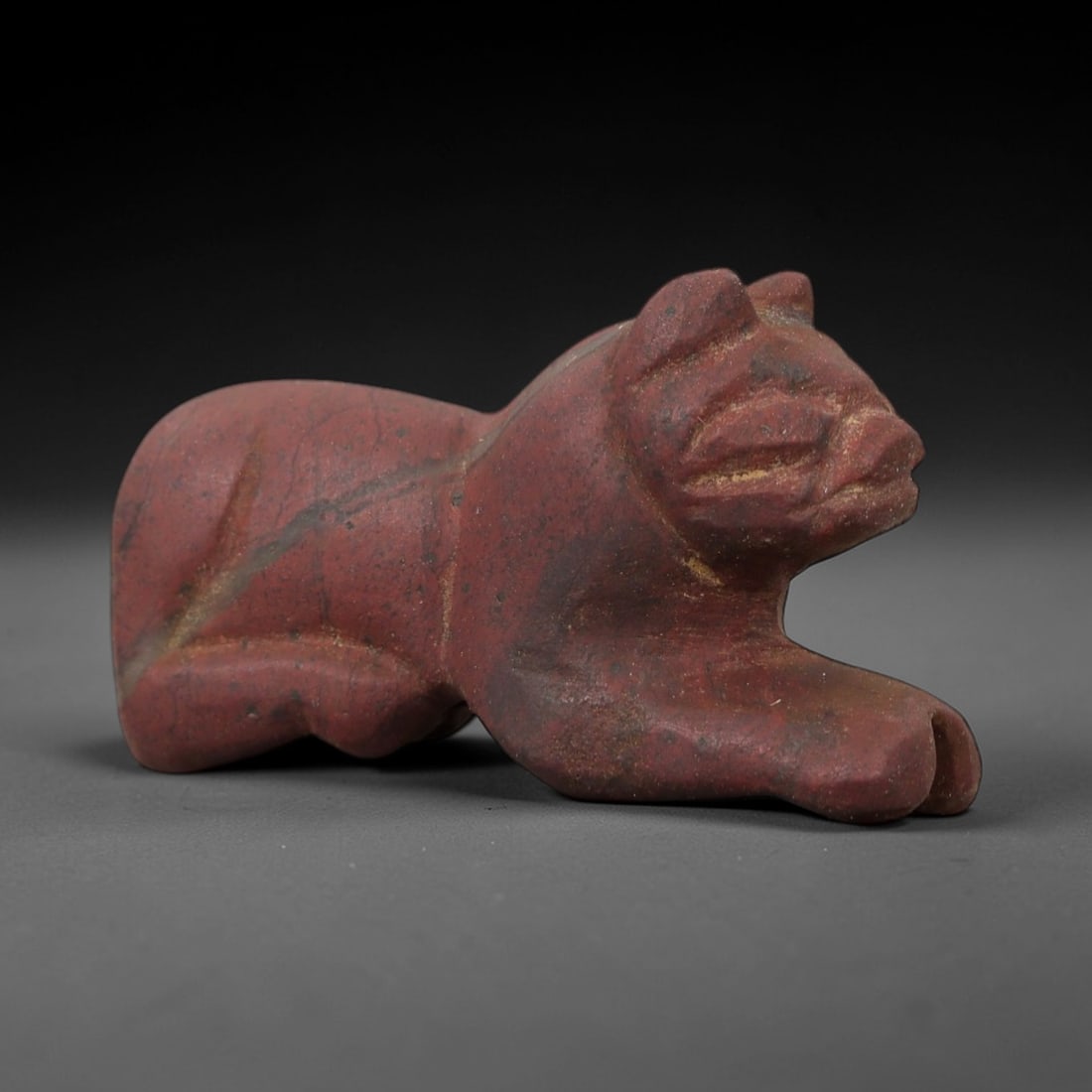 Ancient Red Stone Recumbent Feline - Near Eastern Amulet, 99AD (1 of 2)