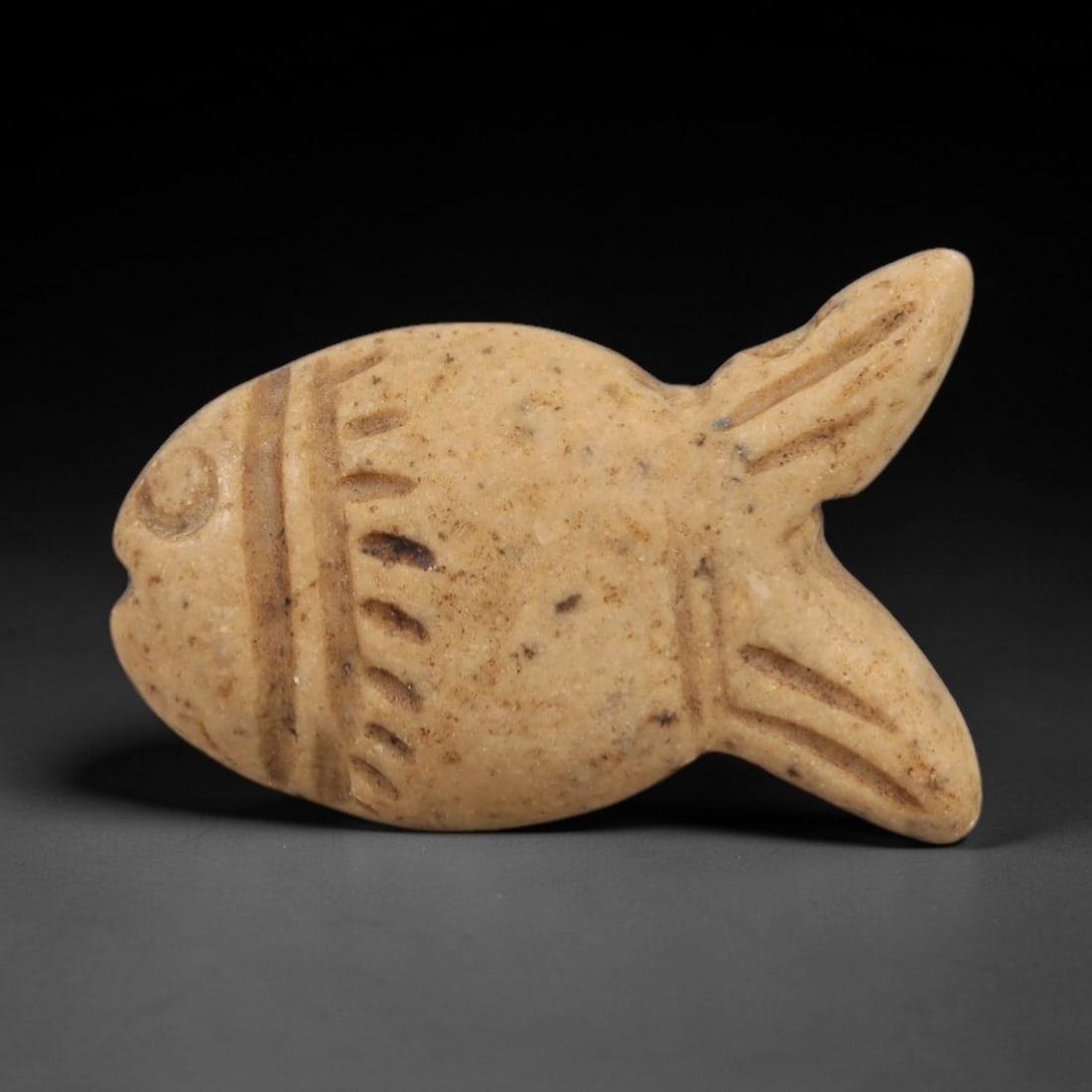 Ancient Egyptian Stone Fish Amulet - Geometric Carved Pendant, 75AG (1 of 2)