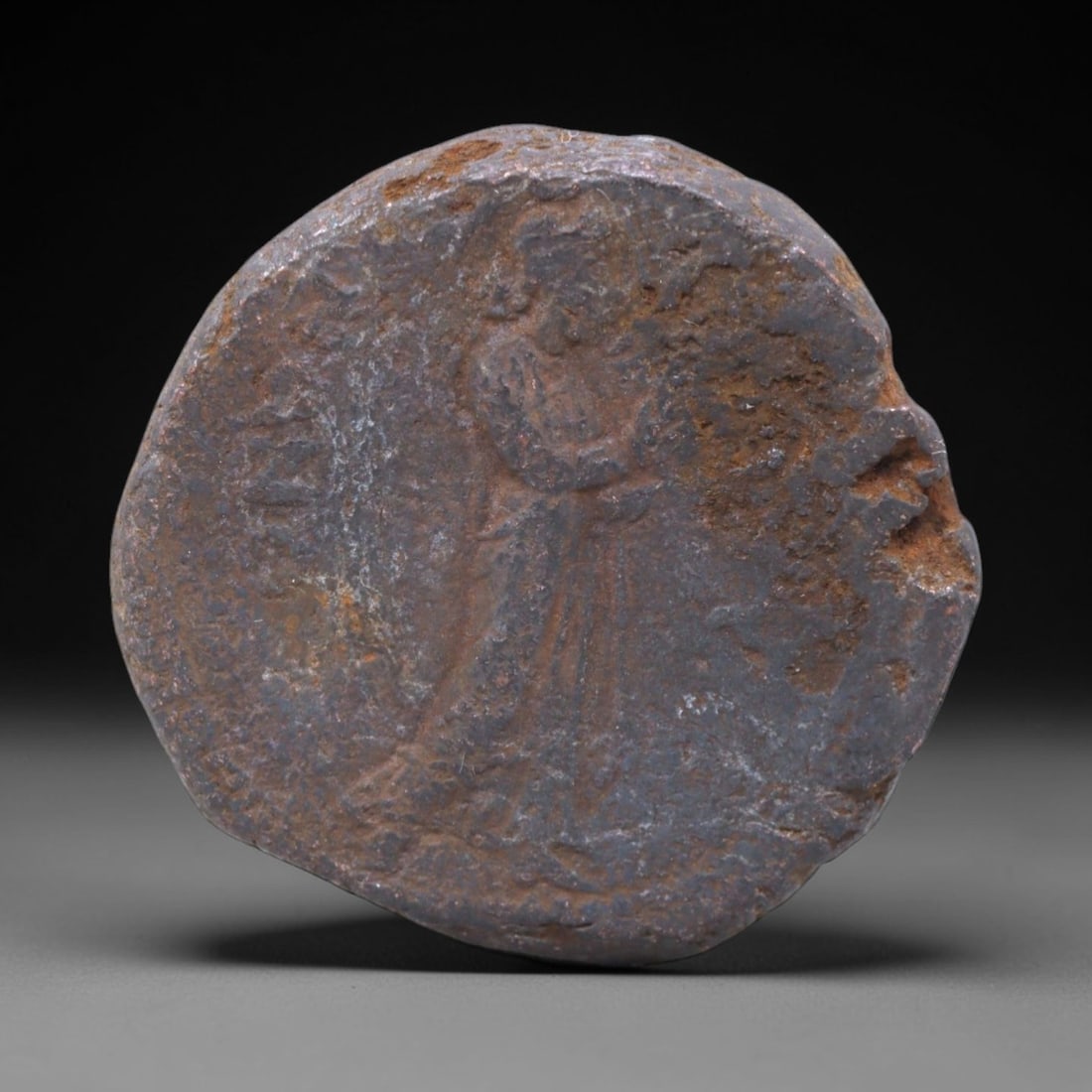 KUSHAN EMPIRE: Standing Deity - Religious Syncretism Bronze Coin, 2nd-3rd Century, 25mm, 16.3g, 23XS (1 of 2)