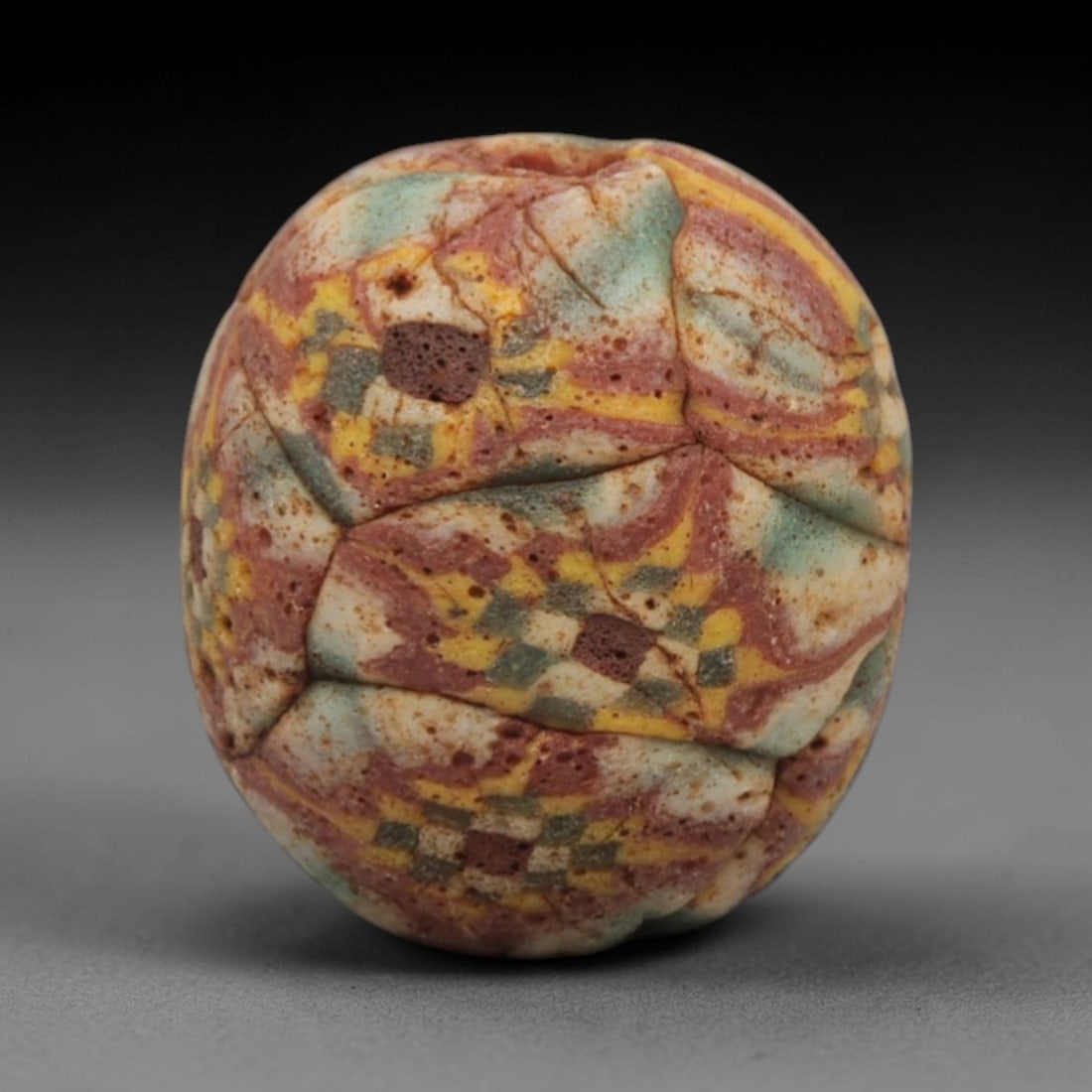 Ancient Islamic Geometric Mosaic Glass Bead, 80ZN (1 of 2)
