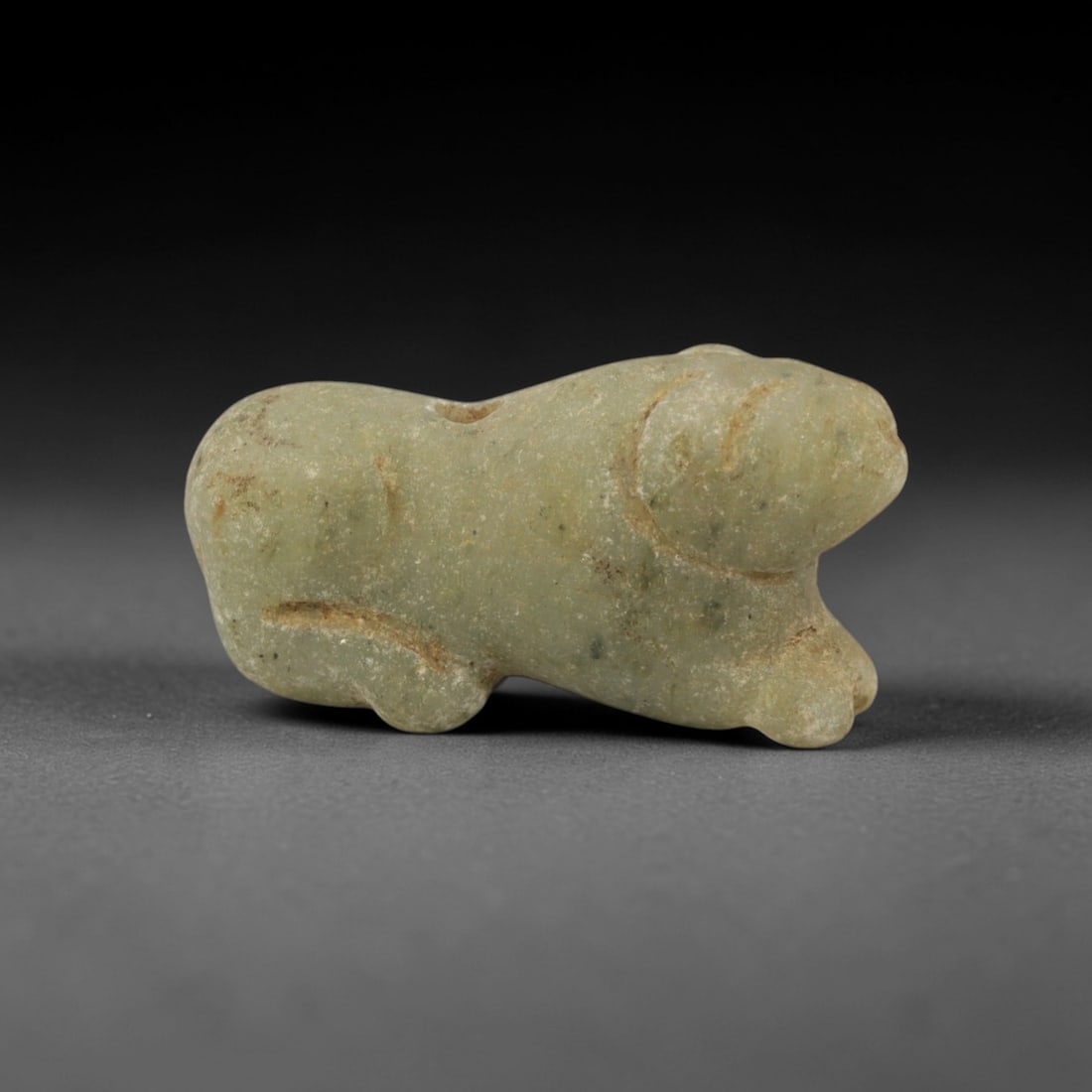Ancient Green Stone Recumbent Animal - Indus Valley Zoomorphic Amulet, 97XP (1 of 2)