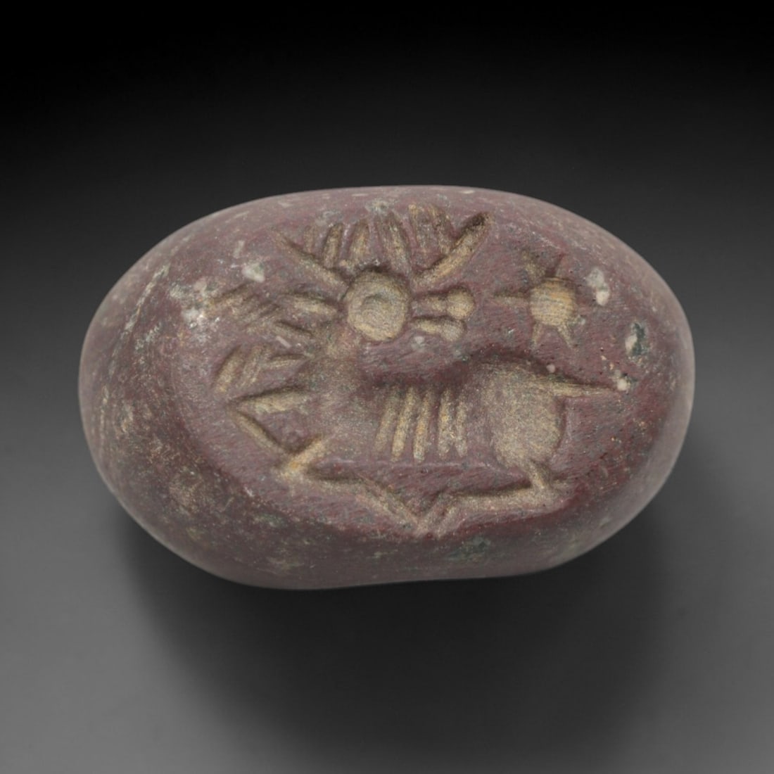 Ancient Stone Hemispherical Stamp Seal - Near Eastern Ibex Star Figure, 99ZS (1 of 2)