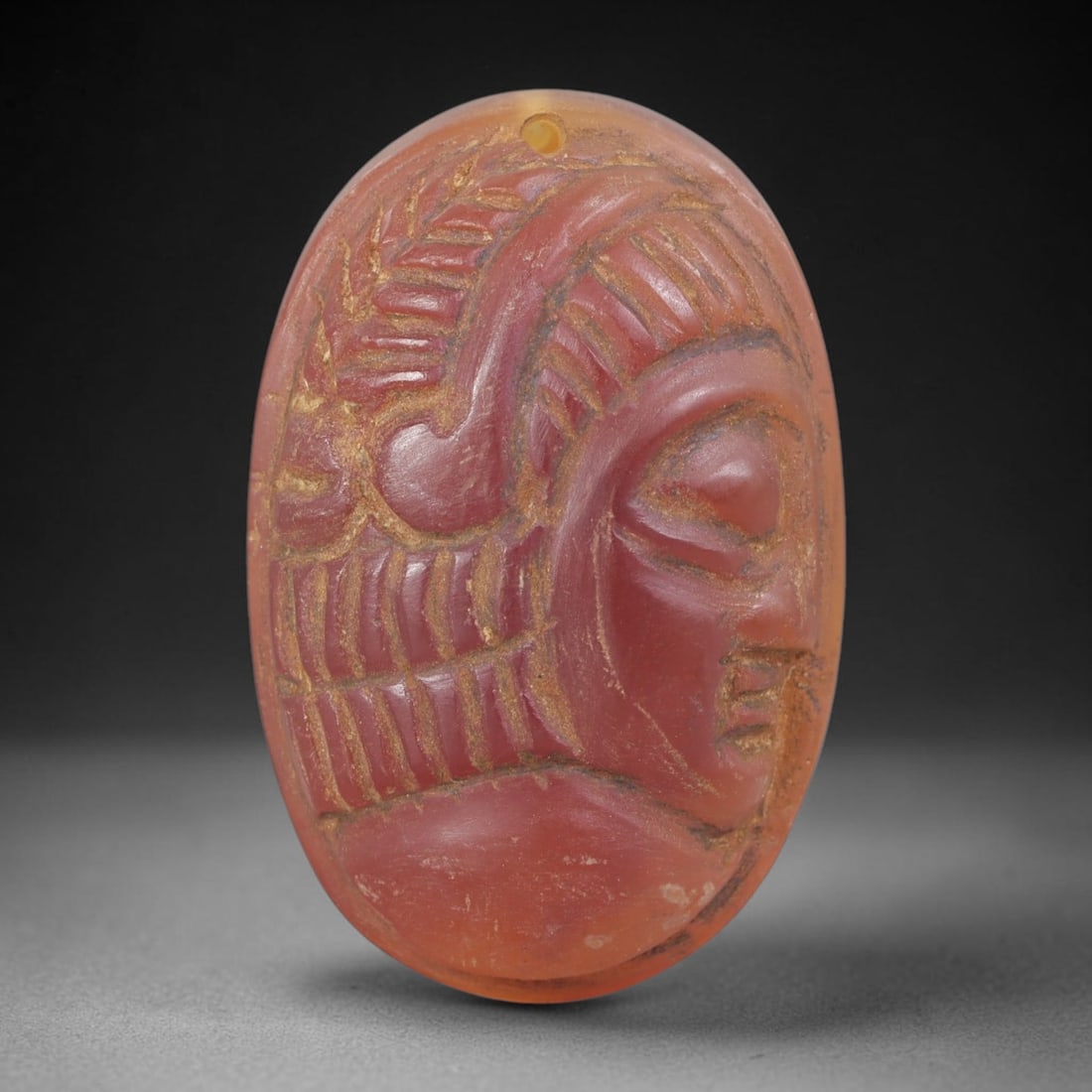 Ancient Carnelian Head Plaque - Near Eastern Amulet, 48FY (1 of 2)