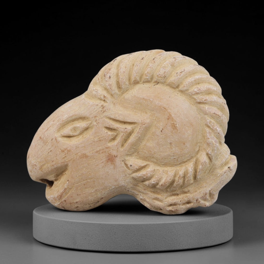 Ancient Stone Ram's Head Amulet - Near Eastern Carved Figurine, 78FY (1 of 2)