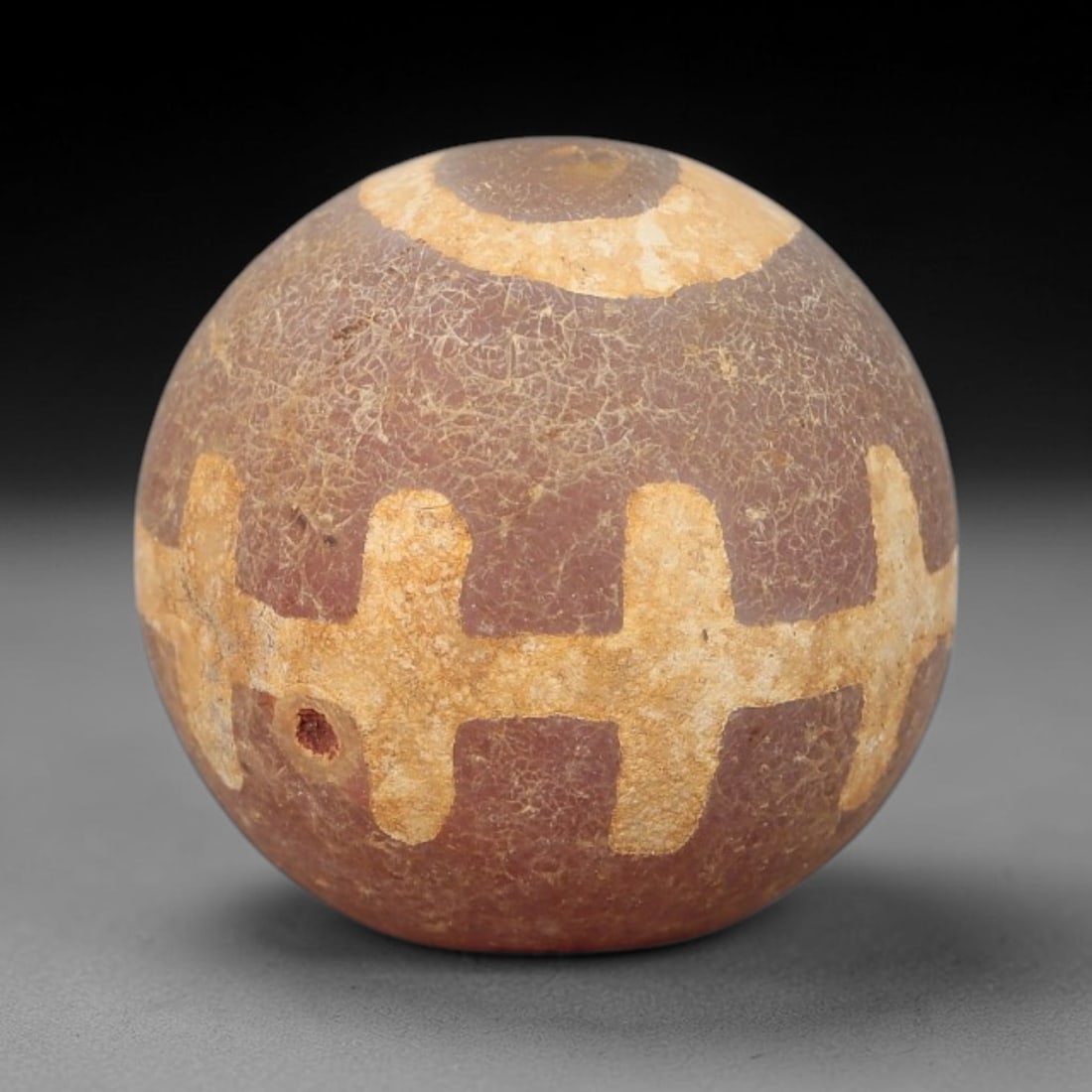 Ancient Carnelian Bead - Gandhara Etched Amulet (Sphere Form), 11BE (1 of 2)