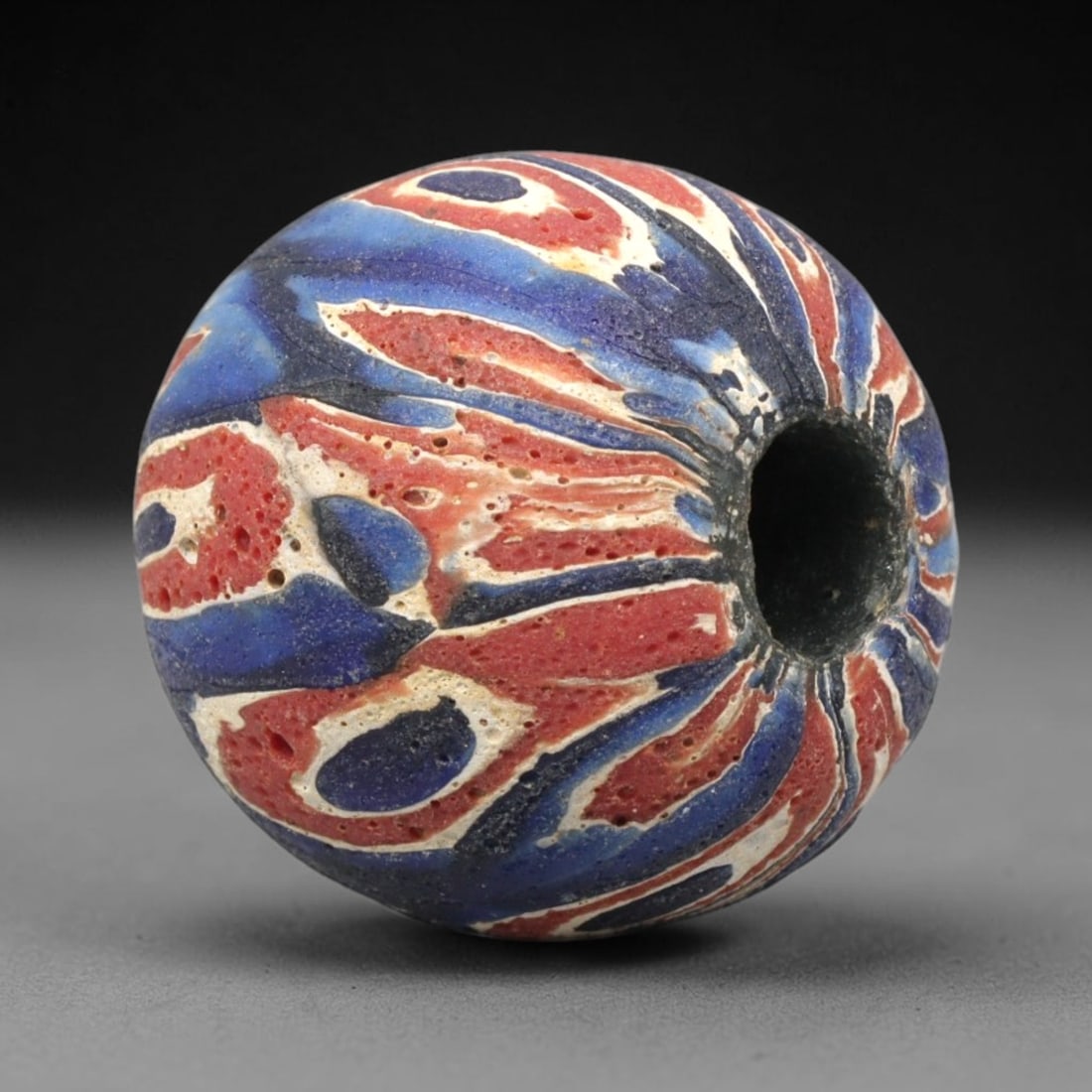 Ancient Mosaic Glass Bead - Roman Swirl Pattern Amulet, 61WD (1 of 2)