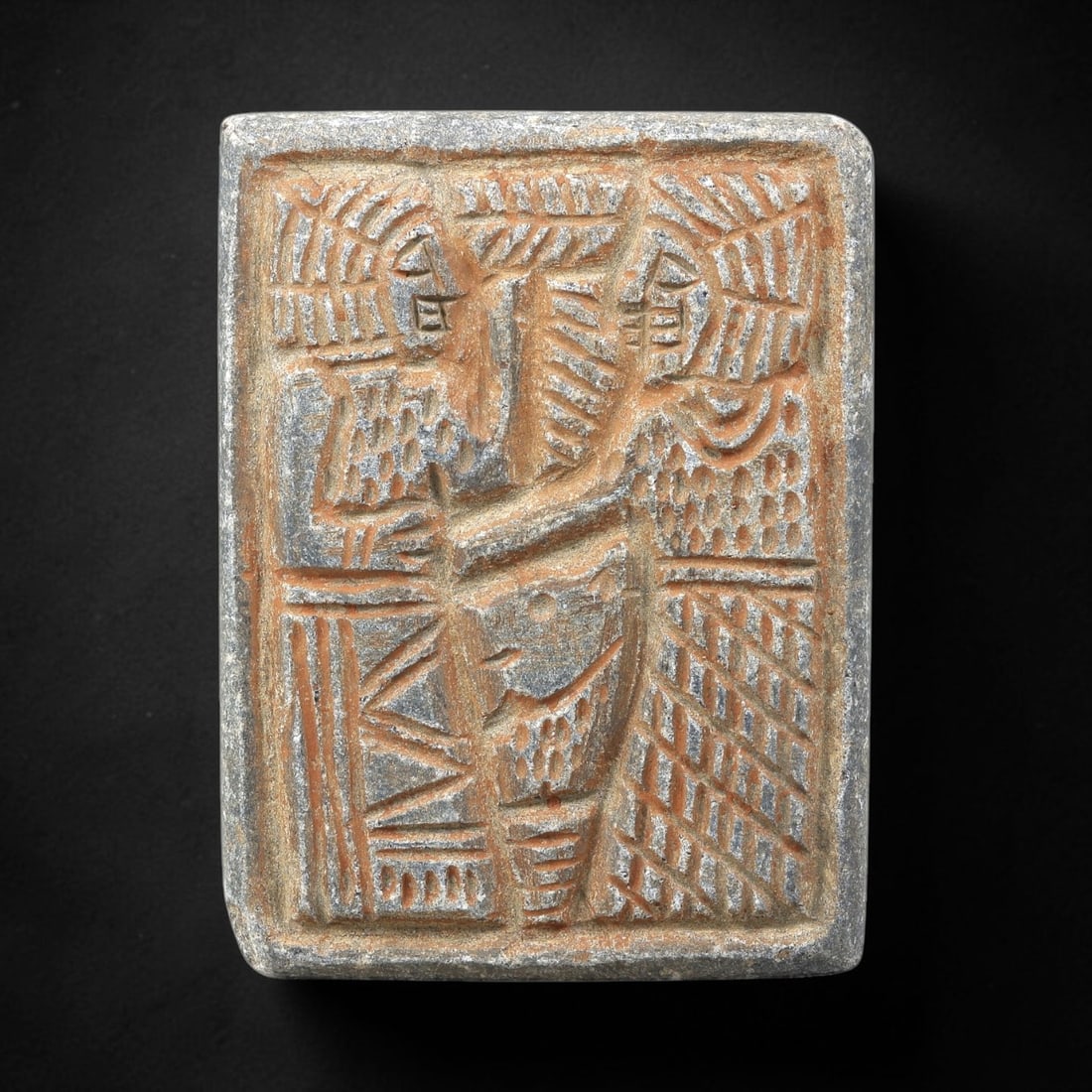 Near Eastern Schist Plaque - Tribal Art Two Figure Relief, 62BG (1 of 2)