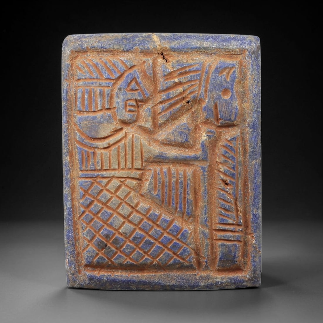 Near Eastern Lapis Lazuli Plaque - Tribal Art Figure Relief, 70BF (1 of 2)