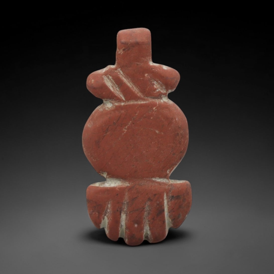 Ancient Egyptian Red Stone Tyet Amulet - Carved Pendant Figure, 46ZV (1 of 2)