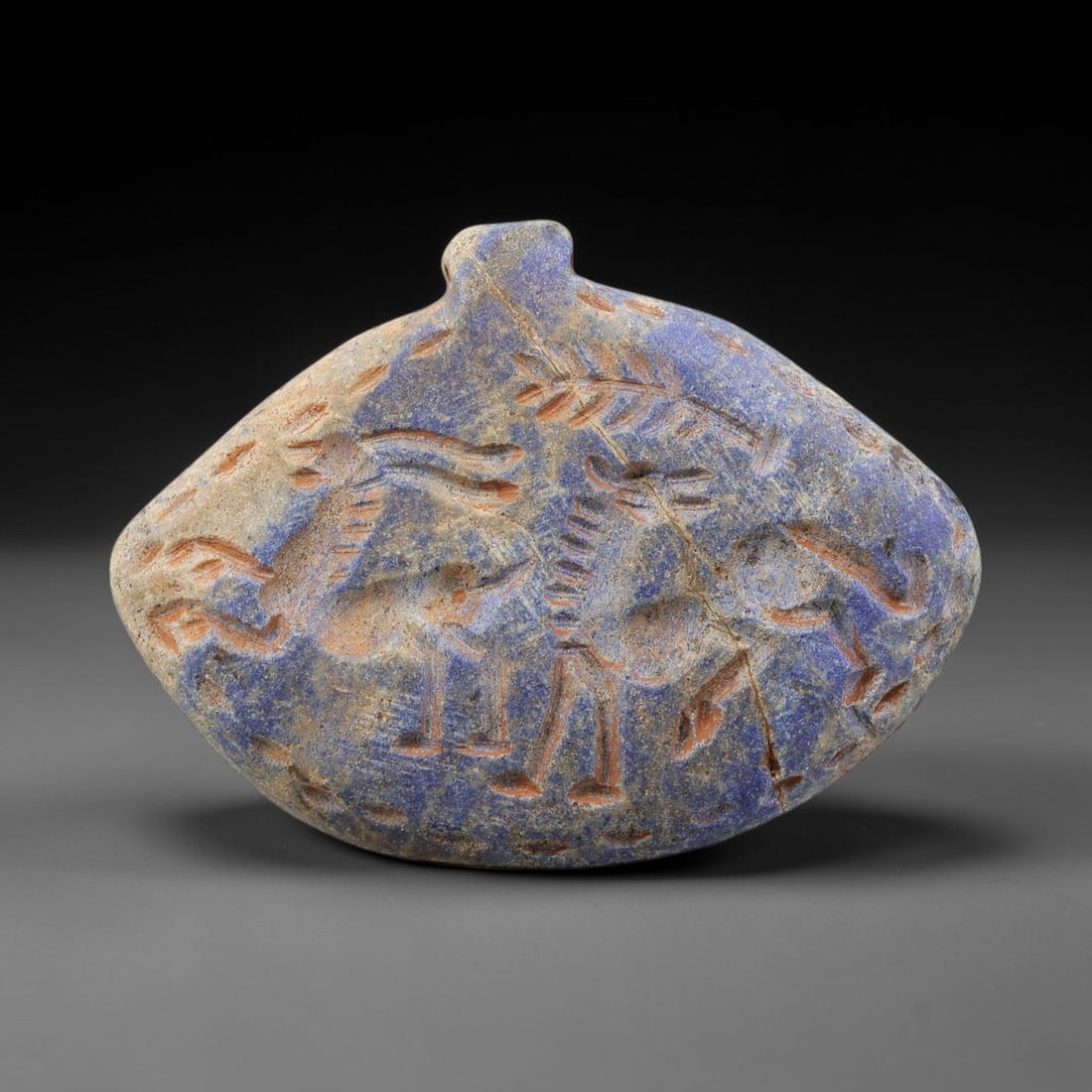 Ancient Lapis Amulet - Near Eastern Animal Scene, 80BF (1 of 2)