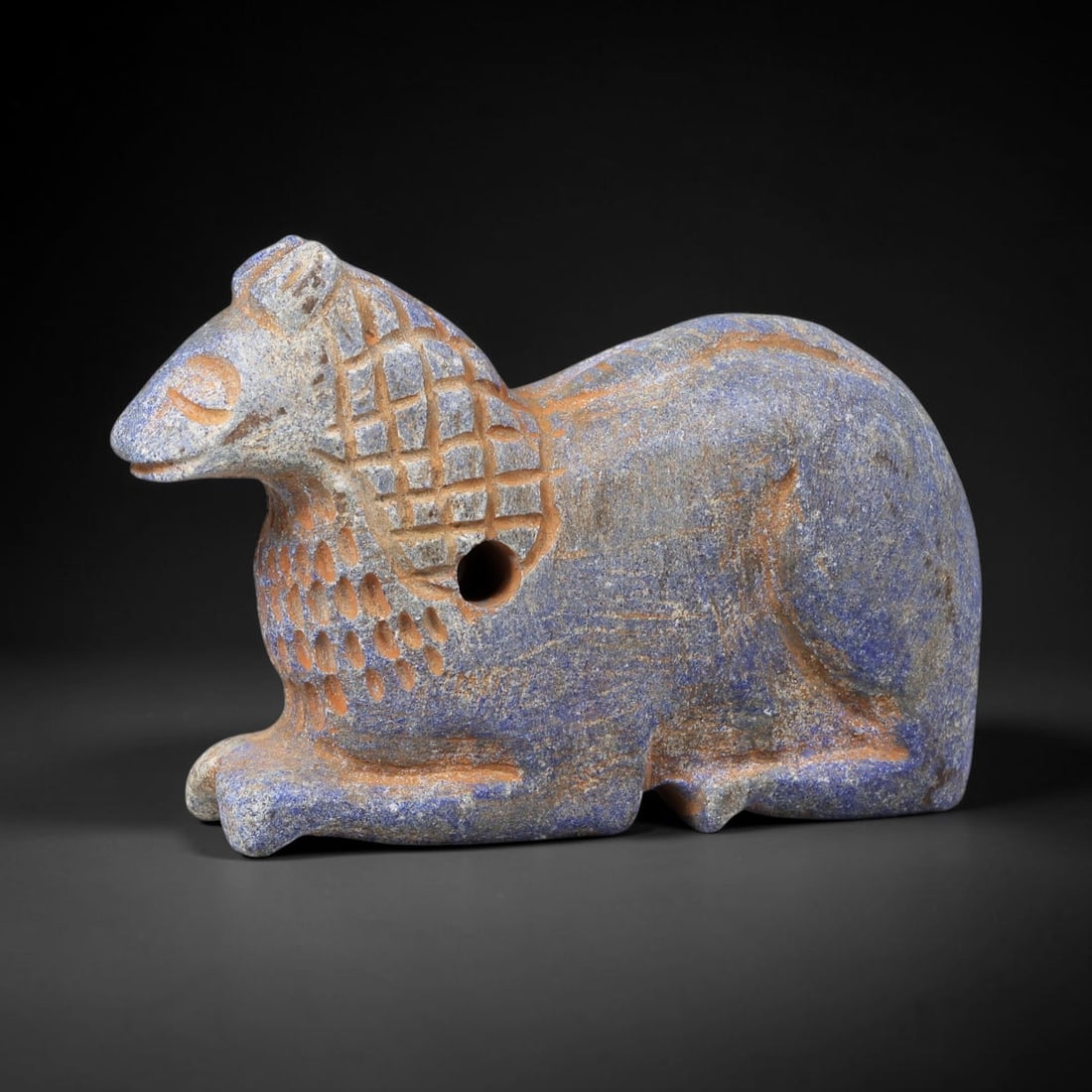 Near Eastern Lapis Lazuli Plaque - Tribal Art Zoomorphic Amulet Figurine, 65BF (1 of 2)