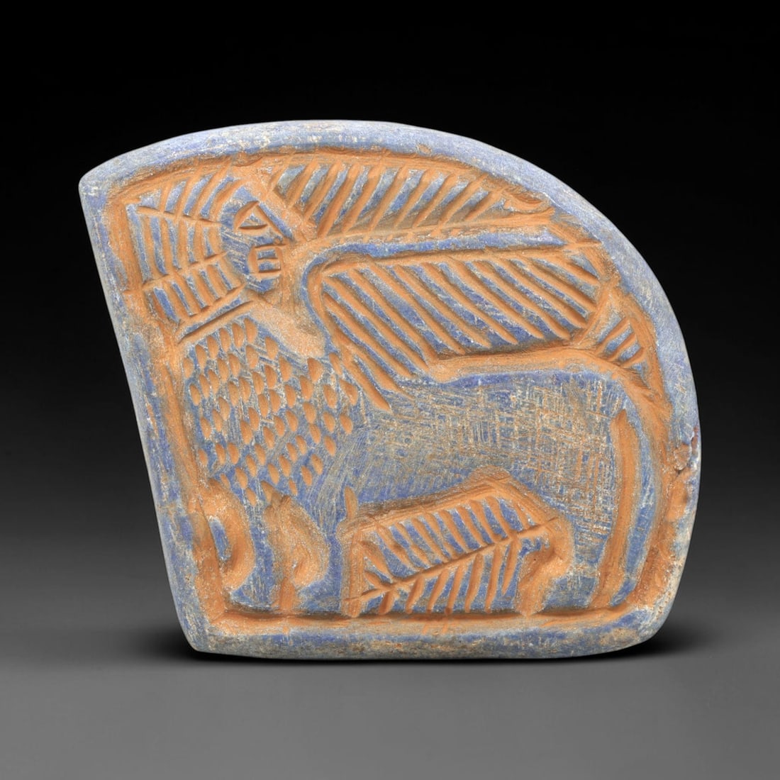 Near Eastern Lapis Lazuli Plaque - Tribal Art Figure & Animal Relief, 49ZY (1 of 2)