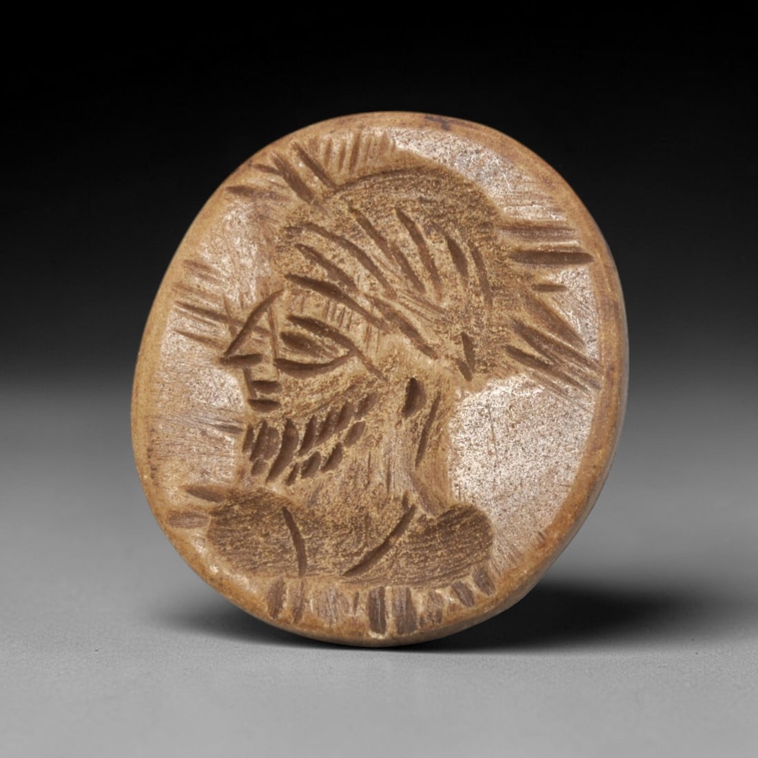 Ancient Stone Stamp Seal - Near Eastern Bust Figurine, 95ZV (1 of 2)