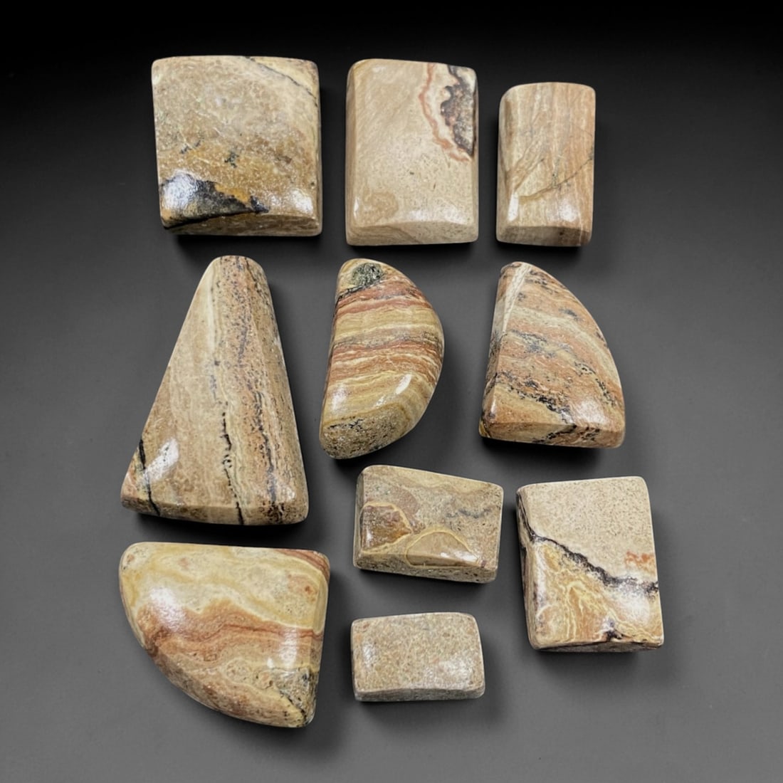 129.35 Carats Earthy Banded Jasper Cabochon Parcel - Natural Brazilian Stones 1.2-2.7cm, 70ZJ (1 of 1)