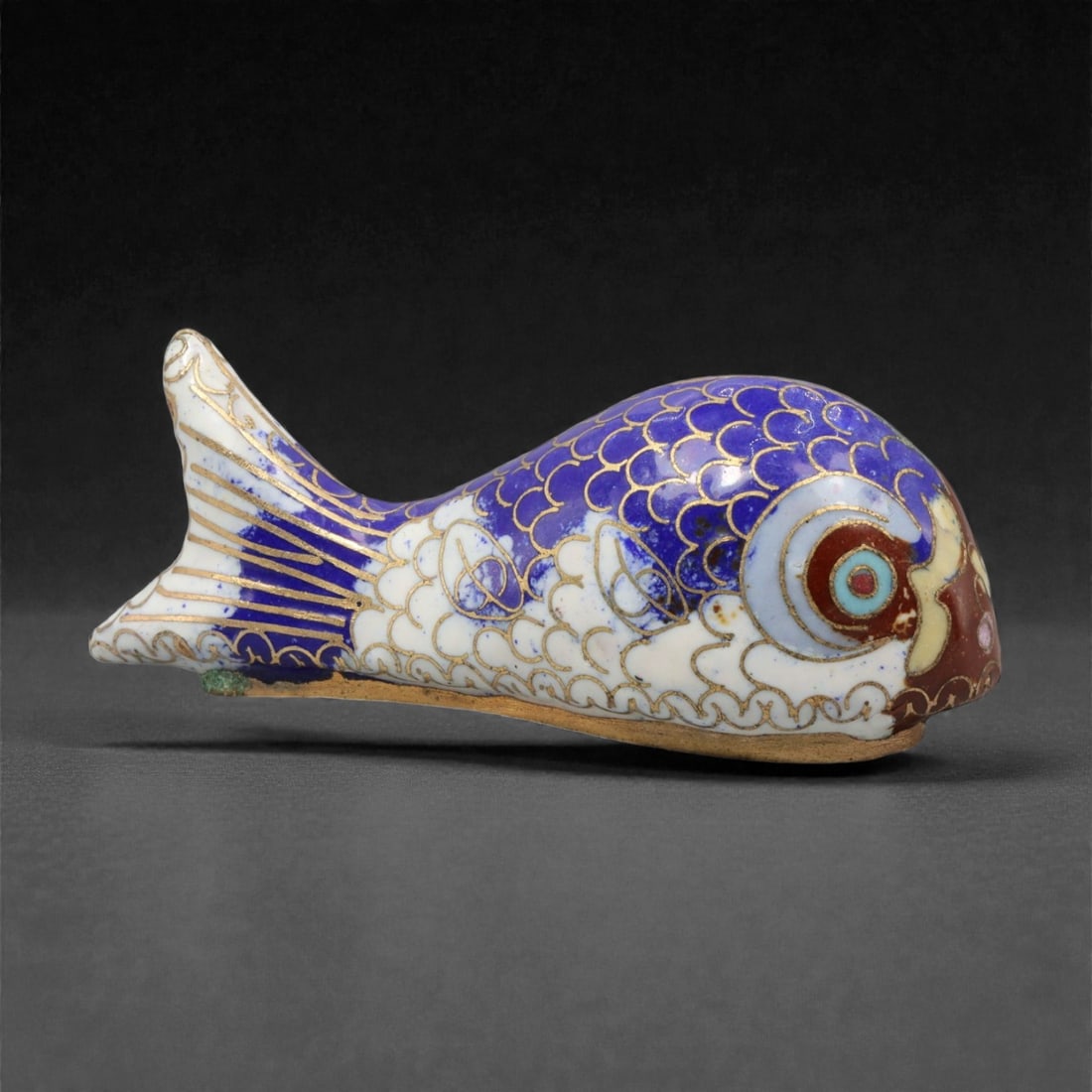 A Chinese Cloisonne Enamel Fish Effigy, 20th Century, 74YC (1 of 2)