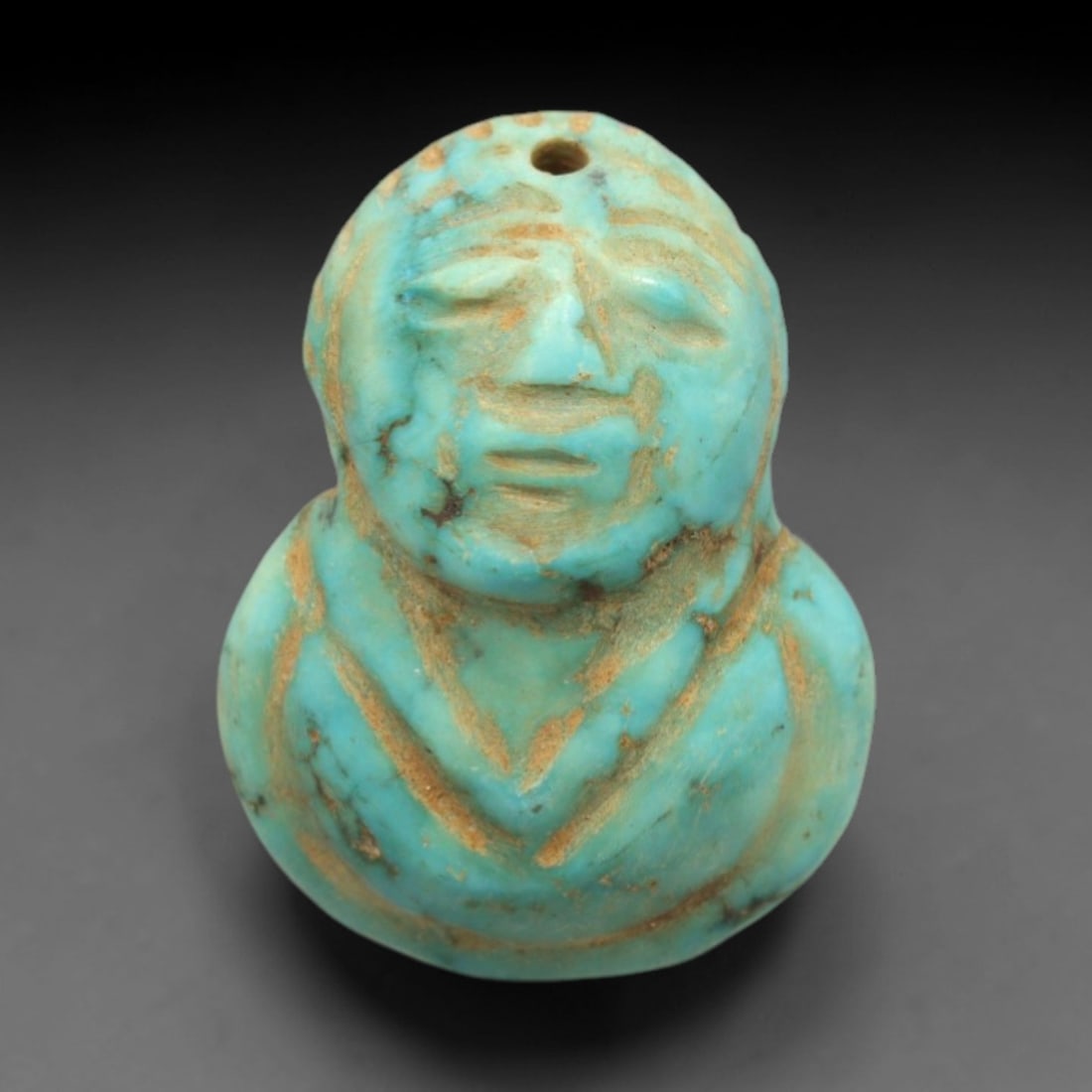 Ancient Turquoise Humanoid Amulet - Egyptian Figurine, 13ZS (1 of 2)