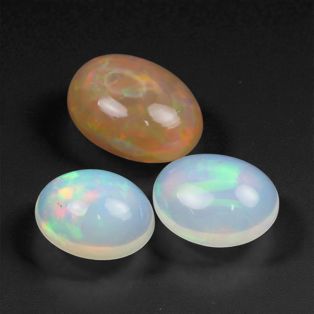 10.12 Carats Multi-Tone Opal Cabochon Trio - Natural Ethiopian Stones - 11 to 14mm, 19XA (1 of 1)