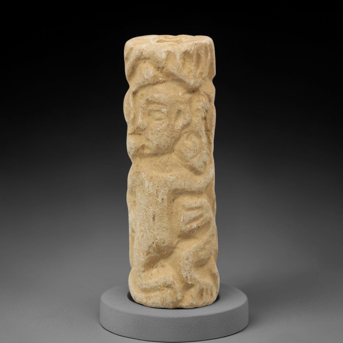 Ancient Limestone Cylinder Bead - Carved Relief, 76ZQ (1 of 2)