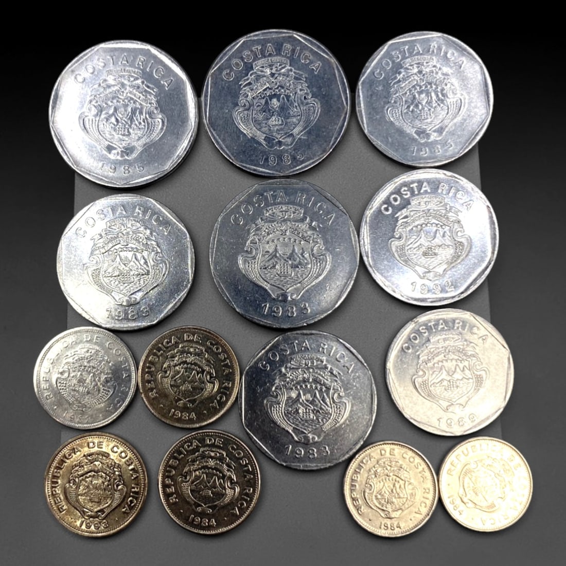 COSTA RICA: Peace & Democratic Continuity - 14-Piece Colon Coins Set, 1963-1993, 20-30mm, 55ZJ (1 of 2)