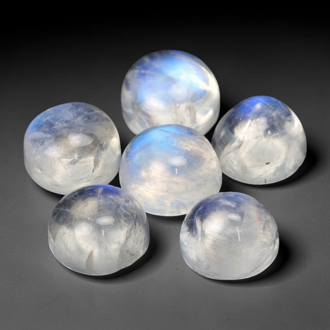 6.05 Carats Blue Sheen Moonstone Cabochon Parcel - Natural Indian Stones, 100XN (1 of 1)