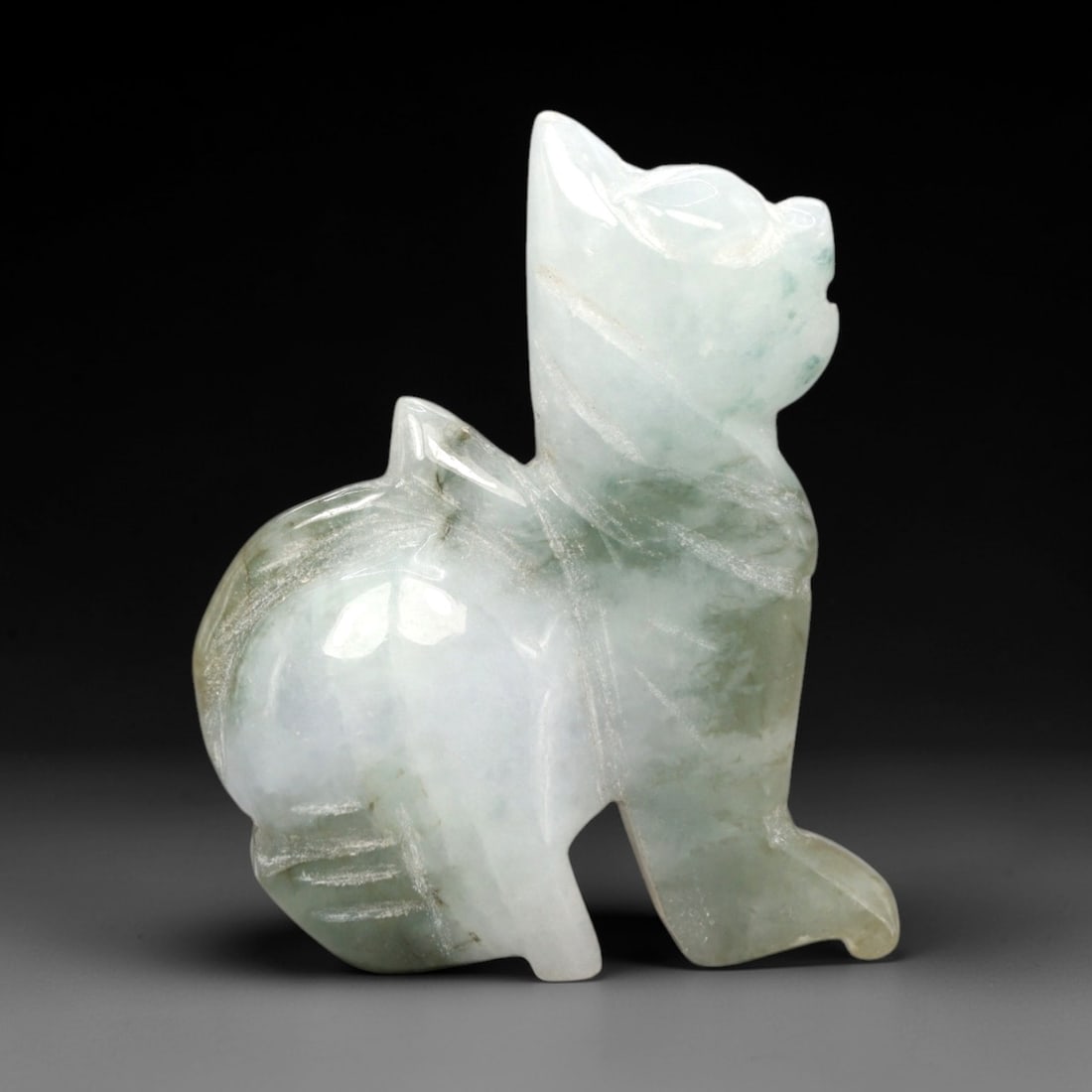 A Chinese Jadeite Jade Feline-Form Carving, 20th Century, 34FR (1 of 2)