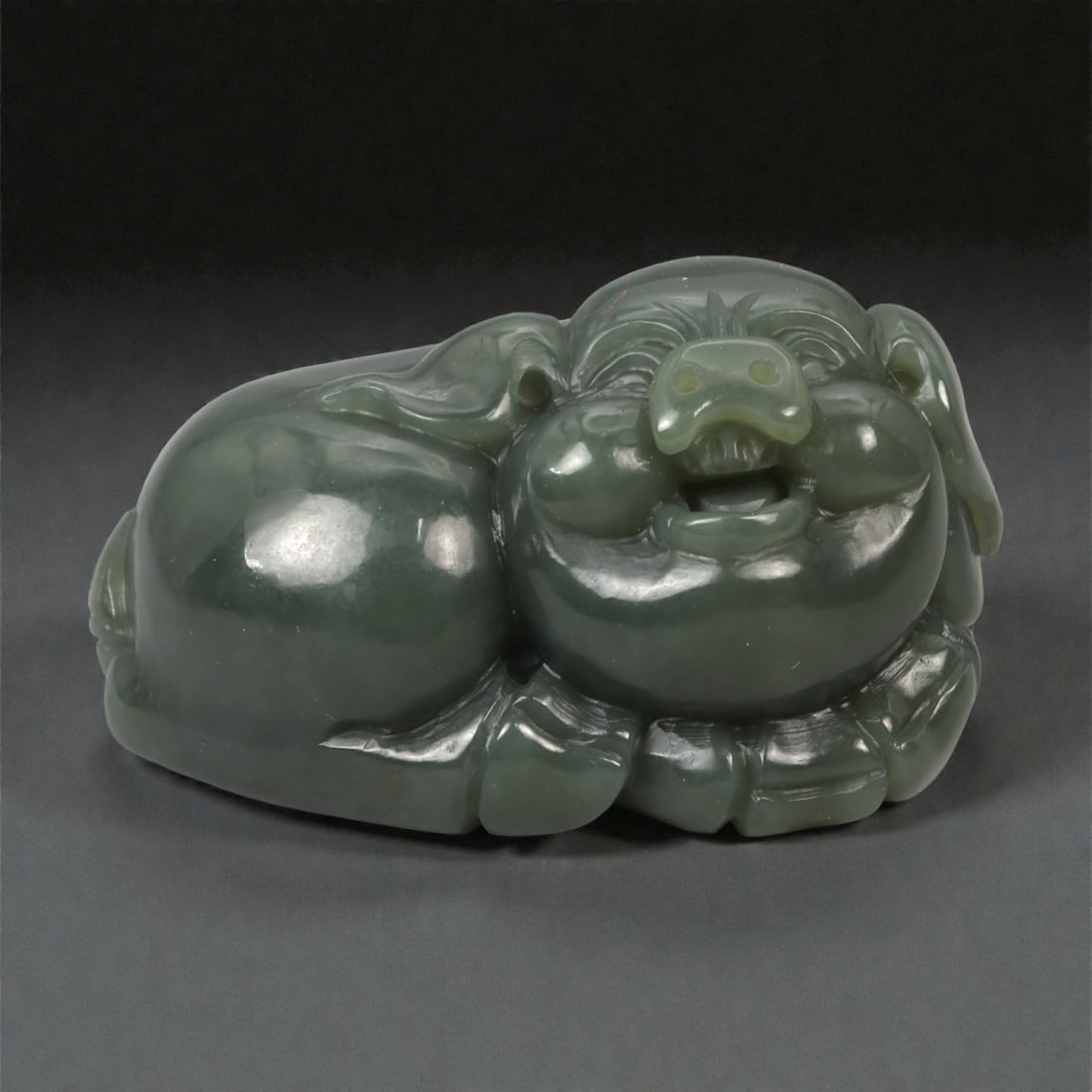 A Chinese Nephrite Jade Pig Figure, 20th Century, 92YA (1 of 2)