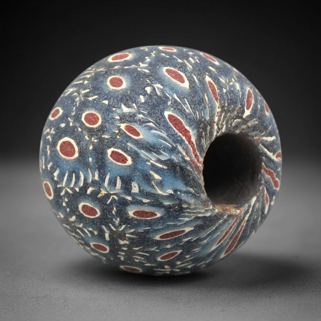 Ancient Mosaic Glass Bead - Roman Feather Eye Amulet, 47WD (1 of 2)