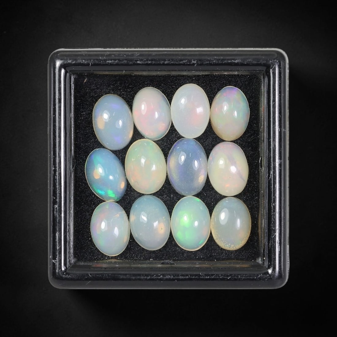 5.43 Carats Natural Ethiopian Welo Opal - Oval Cabochon Loose Gemstone Lot, 56WE: Natural oval cabochon Welo opal lot, sourced from the premium Welo deposit in Ethiopia. This curated collection features exceptional opals with a stunning range of base tones-from creamy peach and mil