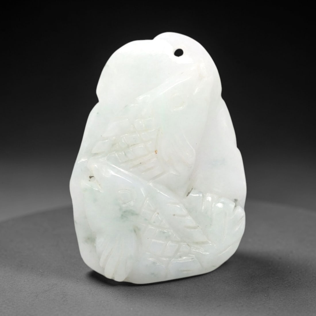 A Chinese Jadeite Jade Fish Amulet Pendant, 20th Century, 60FR (1 of 2)