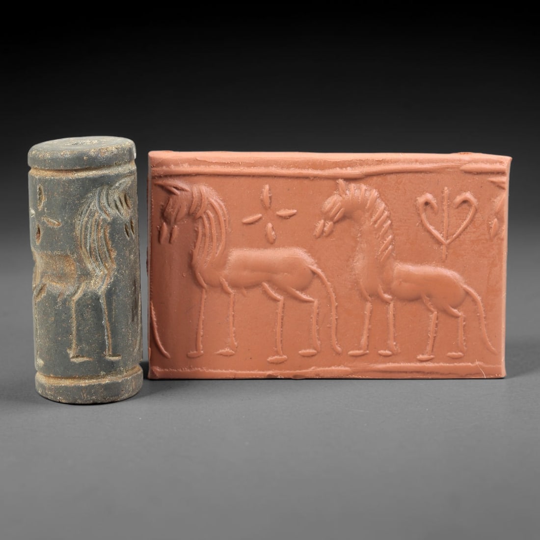 Ancient Stone Cylinder Seal - Mesopotamian Amulet Relic, 4BH (1 of 2)