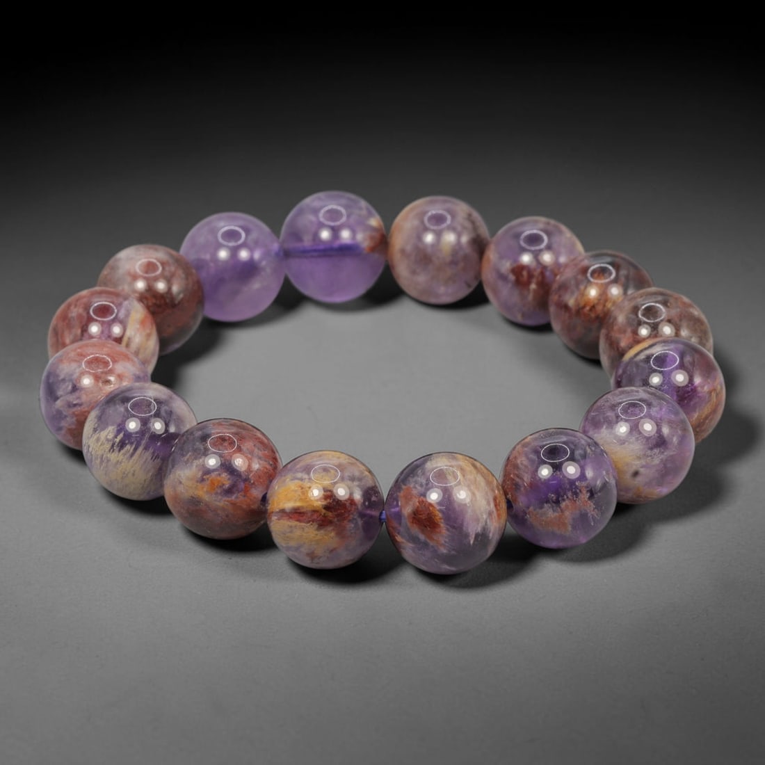 Lucky Seven Amethyst Bead Bracelet - Round Polished Gemstone, 70WE (1 of 1)