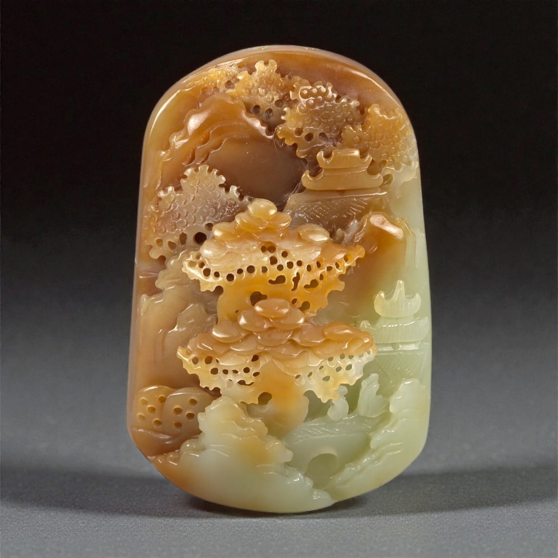 A Chinese Nephrite Jade Landscape Plaque, 20th Century, 51FA (1 of 2)