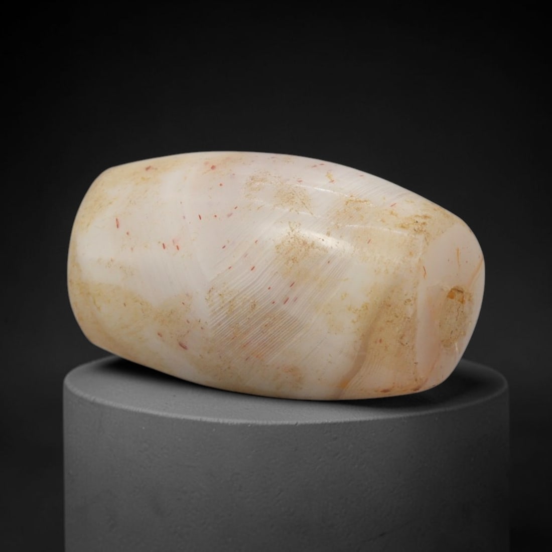 Ancient Agate Bead - Indus Valley Barrel Bead with Red Hematite Inclusions, 25XW (1 of 2)