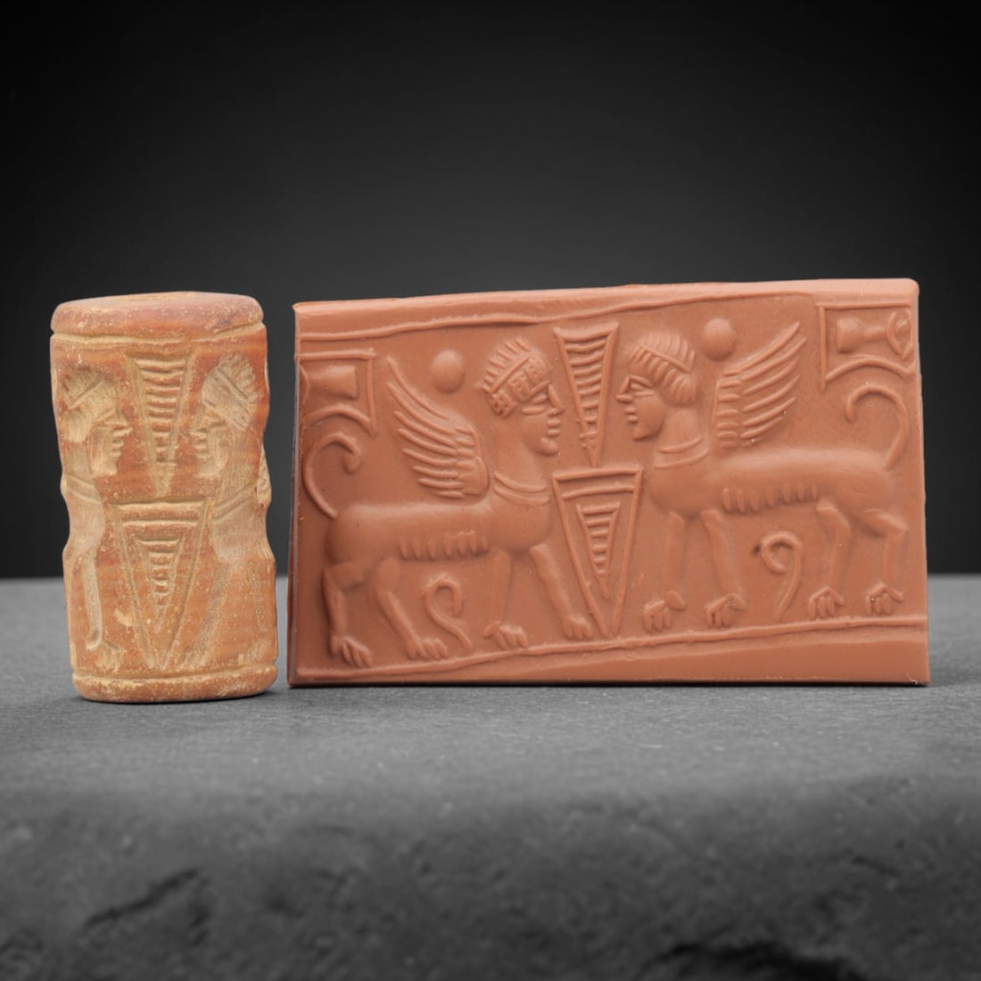 Ancient Stone Cylinder Seal - Mesopotamian Amulet Relic, 50ZA (1 of 2)