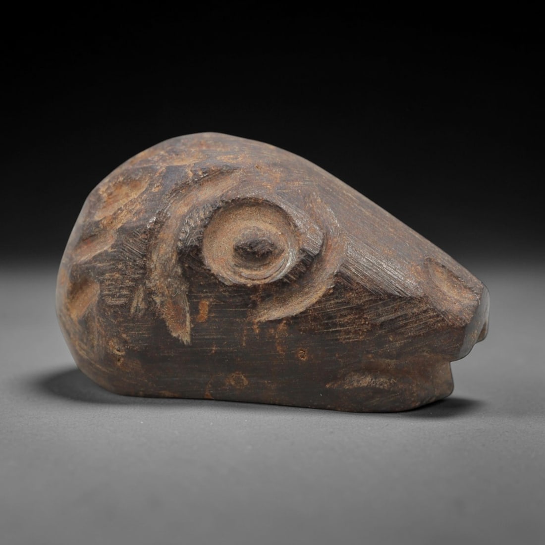 Ancient Hematite Ram Head Bead - Near Eastern Amulet, 7ZQ (1 of 2)