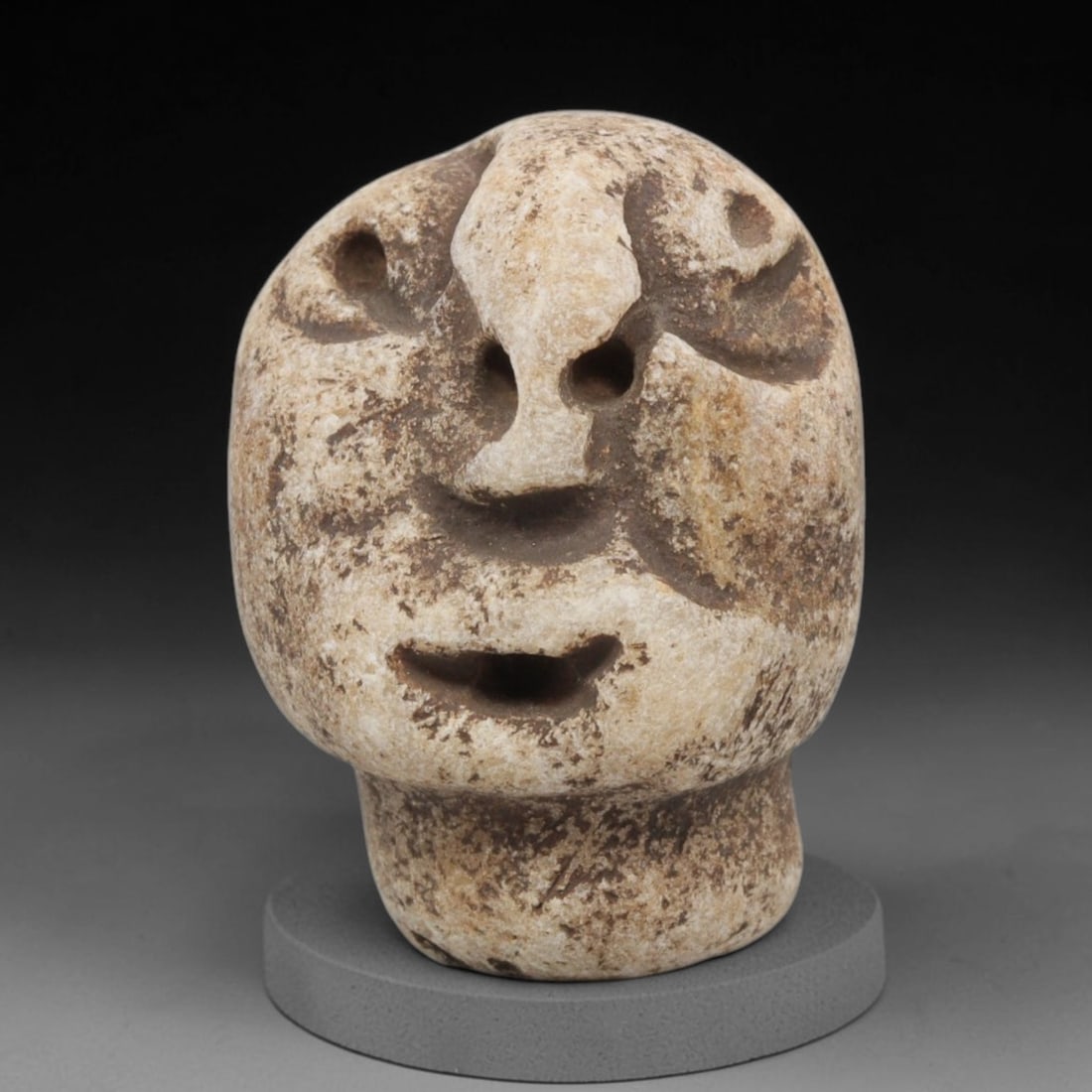 Ancient Stone Head - Medieval Human Face Figurine, 33BH (1 of 2)