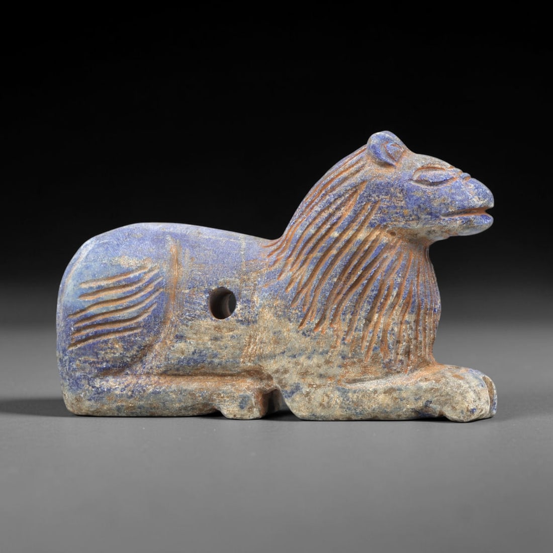 Near Eastern Lapis Lazuli Plaque - Tribal Art Lion Amulet Figurine, 28ZA (1 of 2)