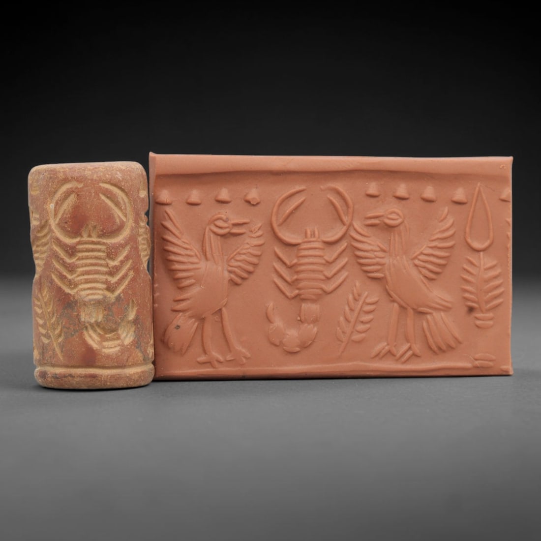 Ancient Stone Cylinder Seal - Mesopotamian Amulet Relic, 57ZA (1 of 2)