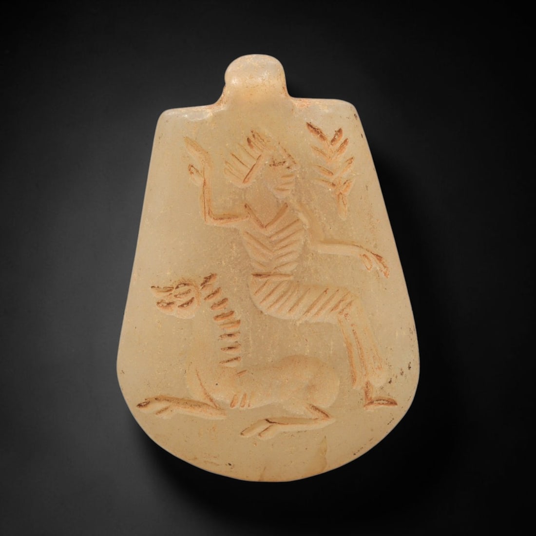 Ancient Chalcedony Amulet - Near Eastern Figural Scene, 80ZY (1 of 2)