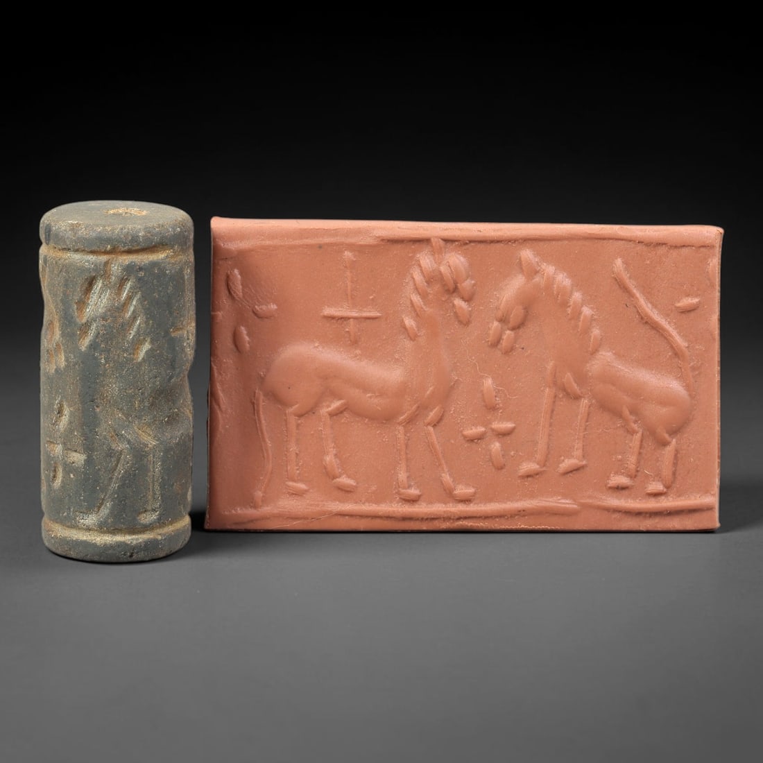 Ancient Stone Cylinder Seal - Mesopotamian Amulet Relic, 100BG (1 of 2)