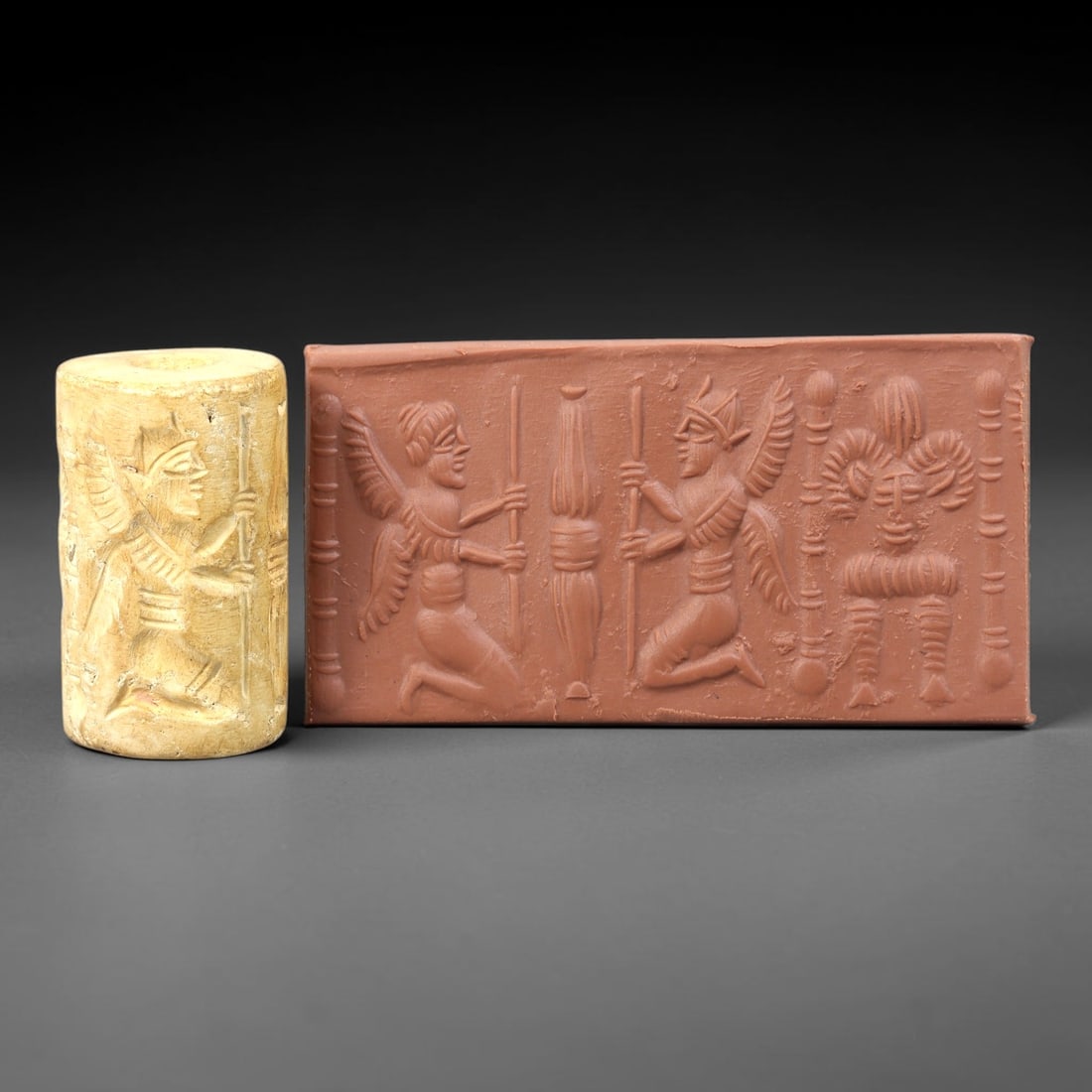 Ancient Stone Cylinder Seal - Mesopotamian Amulet Relic, 98BG (1 of 2)