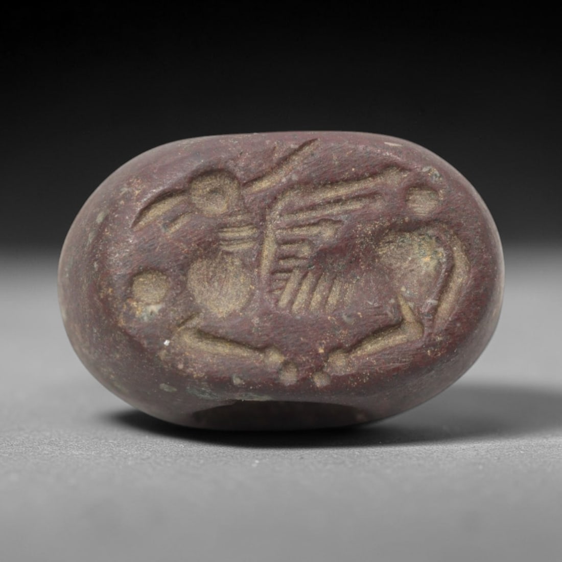 Ancient Stone Hemispherical Stamp Seal - Near Eastern Bird Figure, 96ZS (1 of 2)
