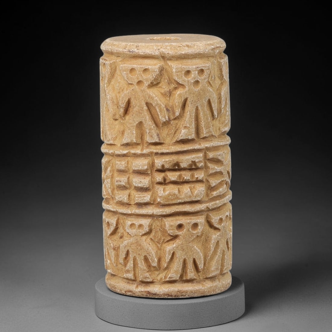 Ancient Stone Cylinder Amulet - Near Eastern Relief Figurine, 59BF (1 of 2)