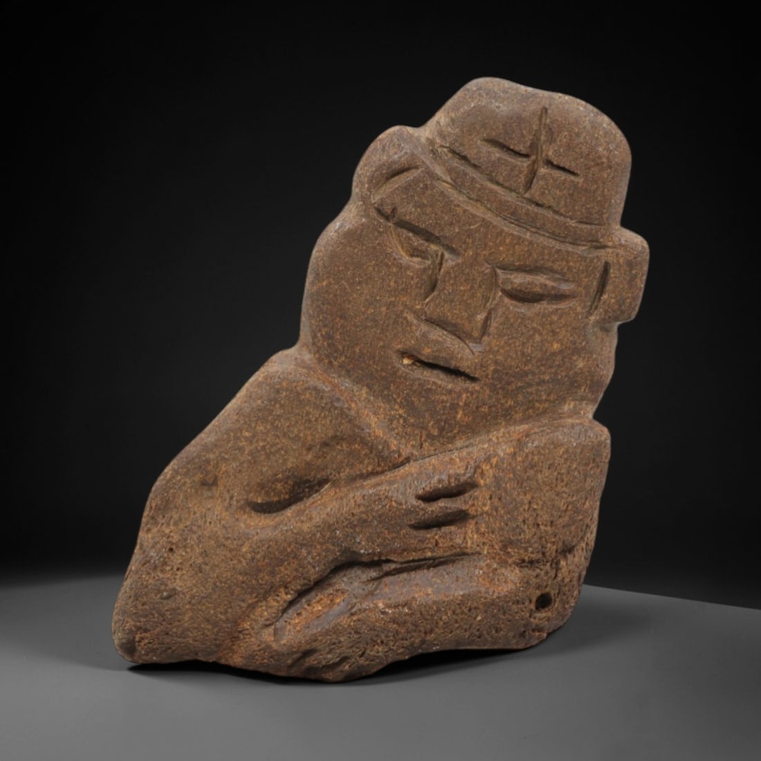 Ancient Bone Anthropomorphic - Near Eastern Head Relief, 45FX (1 of 2)